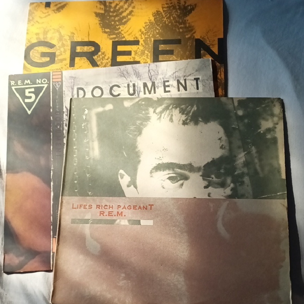 R. E. M. Green, Document, Life's Rich Pageant. 1980s Vinyl. Lot of 3 Albums.